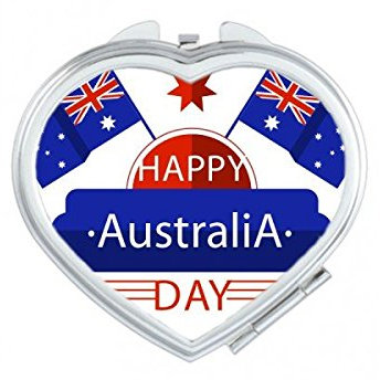 DIYthinker Australien Flavor Happy Australia Day Flagge und Stern-Illustration Herz Compact Make-up Taschenspiegel Tragbare Nette kleine Handspiegel