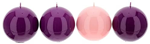 Holyart Set 4 Kugel-Kerzen für Advent 10cm glatt