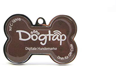 Dogtap Solid, digitale Hundemarke Knochen, mit NFC-Chip und QR Code für Kontaktdaten und Steckbrief, PVC, Metall, wasserfest, robust, 41,6 x 28,5 x 4,6 mm