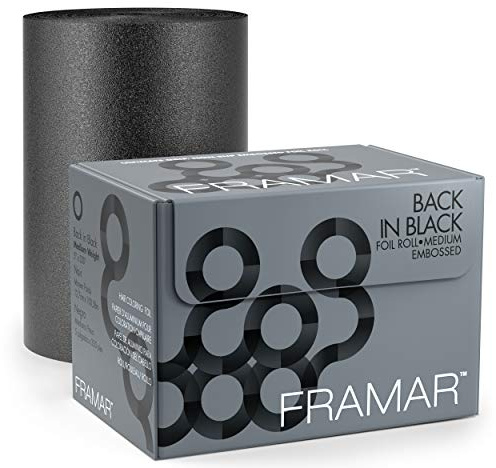 FRAMAR Schwarz Strähnenfolie Für Friseur - Alufolie Friseur, Alufolie Für Strähnen Set, Haarfolie, Strähnchenfolie, Friseur Folie Strähnen, Strähnchen Folie, Folienrollen, Strähnenpapier – 97,5 Meter