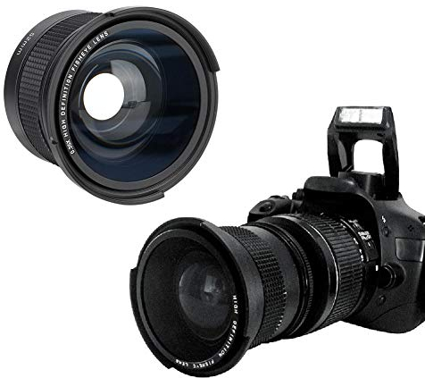 Fisheye Lens 0.35X Wide Angle 52mm Universal SLR DSLR Digital Camera Lens for Canon Pentax Minolta - Compatible with Cap Included