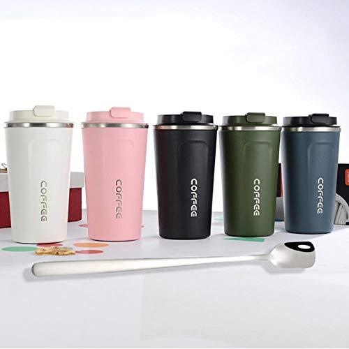 380 / 510ML 304 Edelstahl Kaffeebecher mit Deckel Vakuumisolierung Kaffeetassen Auto Thermoskanne Reise Trinken Für Geschenk, Grün mit Box, 510ML