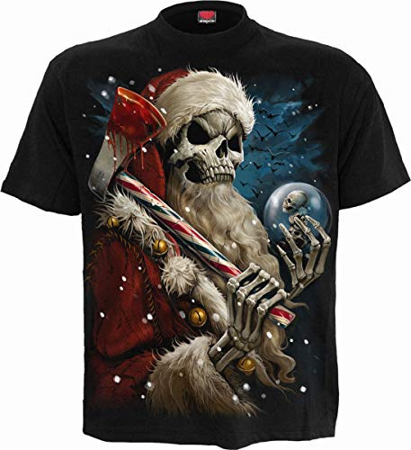 Spiral – polkagris tomte – svart t-shirt, Svart, XL