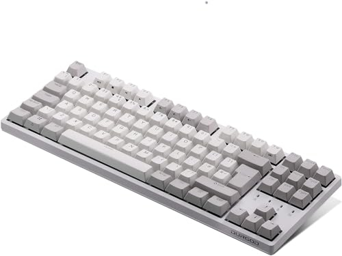 DURGOD Taurus K320 TKL Mechanische Tastatur | 88 Tasten Tenkeyless | USB C Verkabelt | Doubleshot PBT Tastenkappen | UK Layout (White, Cherry Mx Red)