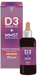 SEB - Vitamina D3 2000 UI con MSST (Silicio Organico) - Liquida - 50 ml - 100% vegetale al gusto clementina. Alto dosaggio. Integratore alimentare prodotto in Italia
