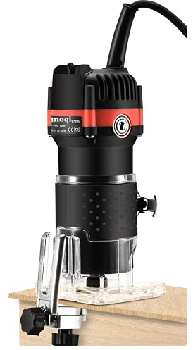 Fresatrice Rifilatore - Bordo Legno Laminato Trimmer manuale elettrico Laminatore Trim Router 30000r/min 800W per Lavorazione del Legno Rifinitura Scanalatura Intaglio (black)