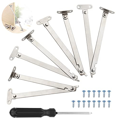 4 cerniere di supporto per coperchio con viti e cacciavite, cerniere pieghevoli per coperchio, cerniere per porta della cucina, cerniere di supporto per porte di mobili