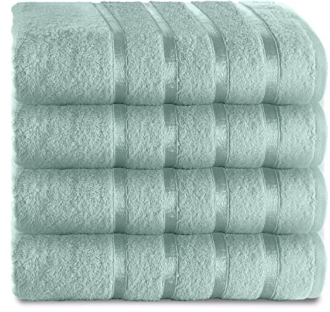 Luxury Pack of 4 Hand Towel Super Absorbent 100% Egyptian Cotton Soft & Cosy Towels Set, Kensington, Duck Egg