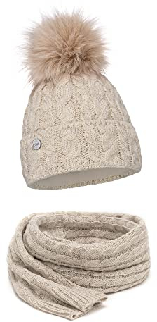 ELIMELI® Damen Winter Mütze warme Strickmütze Wintermütze mit Bommel Slouch Strick Beanie Damen für Winter Bommelmütze Hergestellt in EU Farbenauswahl 15568