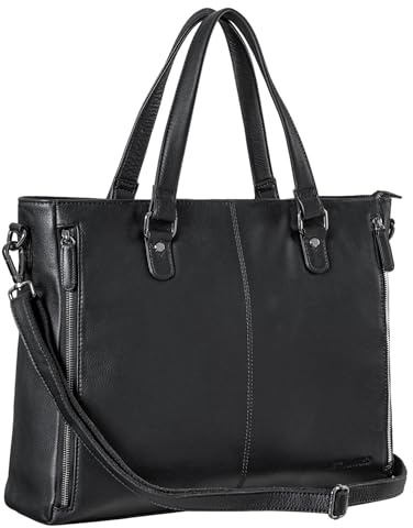 STILORD Amber Business Umhängetasche Damen Leder Aktentasche groß Laptoptasche Vintage Handtasche Büro Businesstasche Echtleder Farbe:mittel - braun