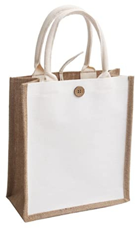 LUOXIAQIFEI Borsa in Juta Naturale Borsa per la Spesa Ecologica con Manici Borse per Graffiti fai-da-te Borsa per la Spesa da Donna