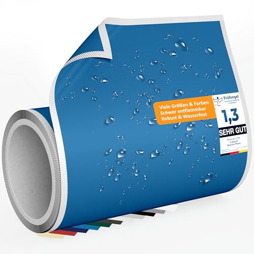 Flickly® Pool Reparatur Flicken selbstklebend | robust & wasserfest | Poolfolie, Whirlpool, Luftmatratze & Wasserplane reparieren | Vorratspack | 2,5 m x 200 mm | (RAL5012) Lichtblau