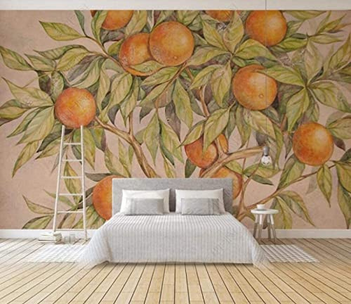 Rami Di Pittura A Olio Foglie Arance Carta da parati 3D Divano TV fotomurali poster murale Soggiorno camera letto-250cm×170cm