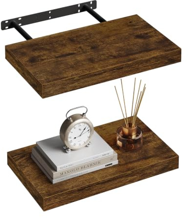 WOLTU 2X Wandregal Wandboard Bücherregal Regale für Deko Wandablagen aus MDF Holz, 2er Set Hängeregal Vintagebraun, 40x22,9x3,8cm RG9372hov-2