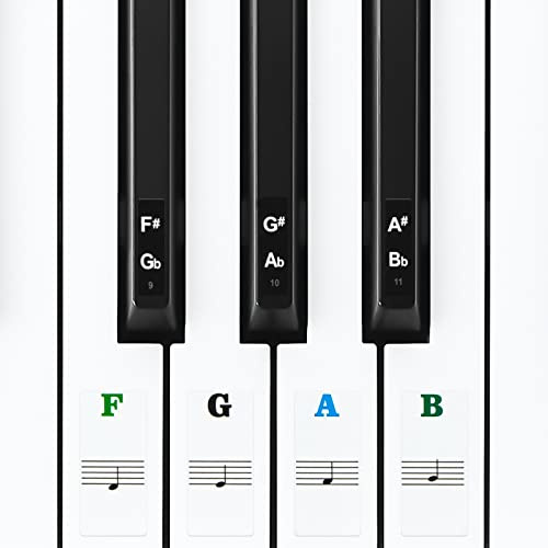 Linkidea Piano Keyboard Note Sticker für 88/61/54 Tasten Akustik- und Digitalpianos und Keyboards (mehrfarbig)