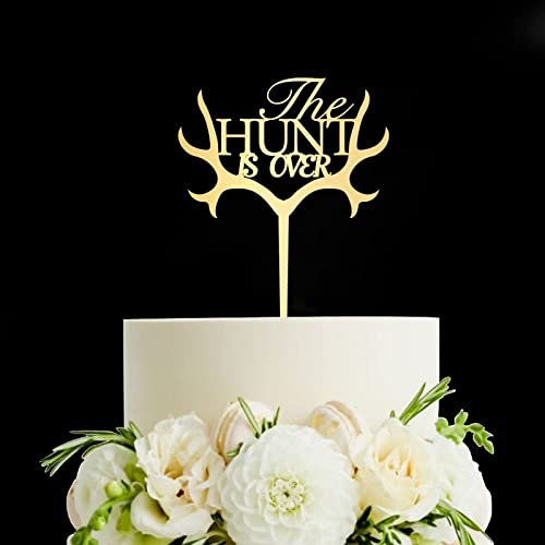 Tortenaufsatz The Hunt Is Over, Hochzeitstortenaufsatz, Probe-Tortenaufsatz, Jahrestagstortenaufsatz, bestes Hochzeits-Partyzubehör (die Jagd ist vorbei), Gold