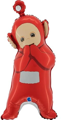 Grabo Teletubbies Geburtstagsballon für Kinderpartys in Form eines Po', aus Folie mit Strohhalm zum Aufblasen, bunte Luftballons Made in Italy 37 x 80 cm
