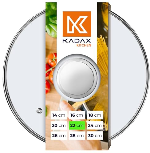 KADAX Glaslock 22 cm - Silverhandtag - Universal Kokkärl och stekpannor - Matlagningskontroll utan värmeförlust