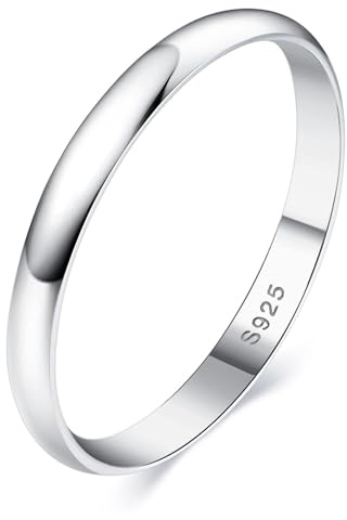 YADOCA 2MM Ringe Silber 925 Damen Klassische Hochglanzpolierte Sterling Silber Verlobungsring Band Daumenring Ewigkeitsringe (mit Geschenkbox) Größe 54