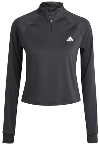 Adidas Donna Train Essentials Minimal Branding 1/4-Zip Cover Up, Black, M