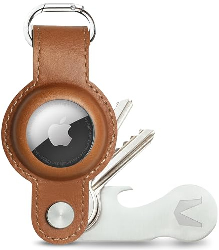MAGATI Airgonizer (Cognac) – Schlüssel Organizer mit AirTag Schlüsselanhänger aus hochwertigem Leder & Multitool – Kompatibel mit Apple Airtag 1 & 2 – 1 Jahr Code24 Fundservice inklusive