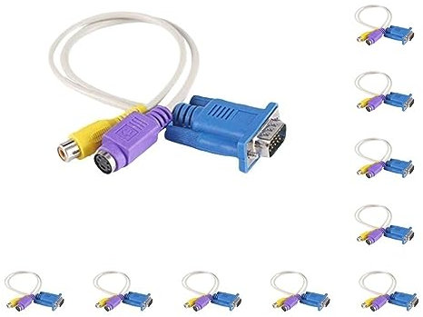 10 set of Portable 15-Pin Laptop VGA SVGA TO S-Video RCA Adapter Video Adapter Cable
