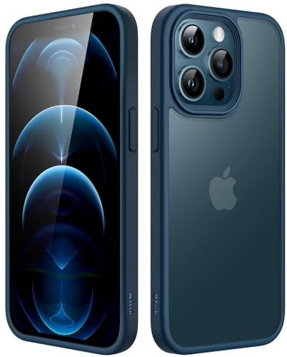 JETech Matte Hülle für iPhone 12 Pro Max, Blau | Robuster Schutz, Matte Rückseite, Anti-Fingerabdruck, Stoßfestes Design