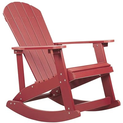 Beliani Silla Mecedora roja de Madera sintética Resistente a la Intemperie Estilo Moderno Adirondack