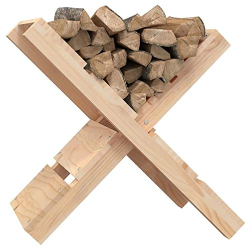 Homgoday Portalegna da Ardere, Portalegna da Interno Marrone 47x39,5x48 cm in Legno Massello di Pino, Porta Legna per Camino, Legnaia da Interno, Camino da Esterno Impilabile Stufa Ripiano Legno