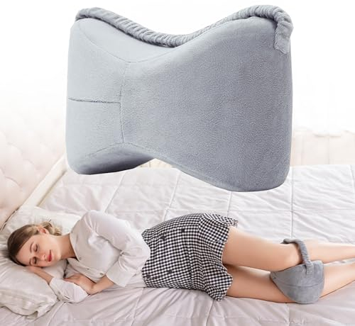 WDEC Kniekissen, Beddings Kniekissen, Beinkissen, Kniekissen für Seitenschläfer, Druck und Schmerzlinderung, Komfortables Memory-Schaum-Bein-Knie-Kissen, orthopädisch, Schwangerschaftskissen (Grau)