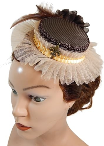 Mini Sommerhut braun Damenhut Gothic Steampunk Ausgehhut Anlasshut Fascinator Derby Hat Hatinator