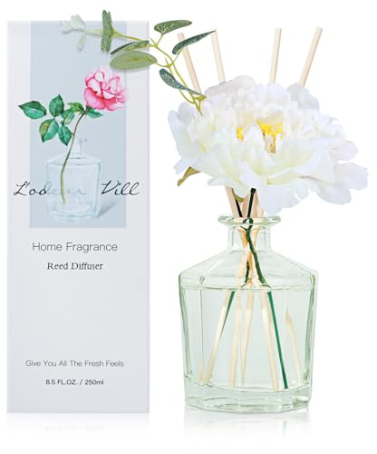 L'odeur Vill Raumduft Reed Diffuser 250ml, Luxus Aromaduft mit 10 Duftstäbchen, Langanhaltender Duft für Wohnzimmer Schlafzimmer Bad Büro, (Vanille)