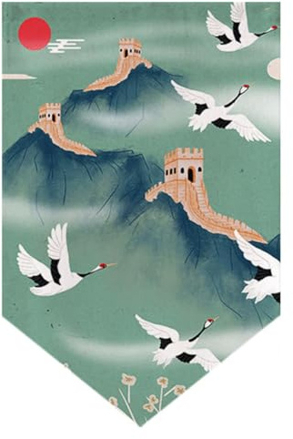 Hiseng Tenda da Porta Stile Giapponese, Tenda da Porta Finestra Corta Interna Tende da Cucina per Finestra Tenda da Divisoria per Ristorante Corridoio Decorazione (20x30cm,Montagna Verde)