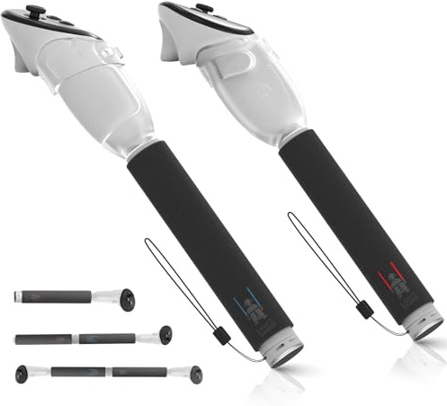 Hibloks - Accesorios de mango 3 en 1 compatibles con el controlador Oculus Quest 3, empuñaduras de brazos largos VR Gorilla Tag para accesorios Meta Quest 3, sable de ritmo, béisbol, club de golf,