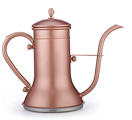 OQHAIR Drip Kettle Coffee Maker 1200 ML Stainless Steel Tea Dropwise Cooker May Use Electric Ceramic Heaters Gas Stoves Gooseneck Kettle Coffee Pot (Color : Rose gold, Size : 1200ml) (Ros