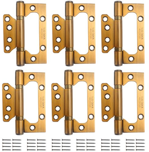 6 Pcs Stainless Steel Flush Mount Heavy Duty Ball Bearing Door Hinges, Smooth and Silent Movement, for Home Cabinet and Interior Doors (Bronze)