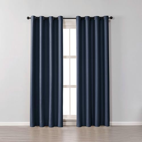 Bishilin Verdunklungsvorhänge mit Ösen, Vorhänge Blickdicht 2 Set Dunkelblau Modern Einfarbig Gardinen Verdunkelnd Wohnzimmer Jugendzimmer Schlafzimmer 137x214CM