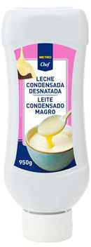 METRO Chef Leche Condensada - Entera y Desnatada - 2,5kg, 950g, 2,42kg, 900g | Ideal para Postres y Repostería (2 BOTES, Leche Condensada Desnatada 950g.)