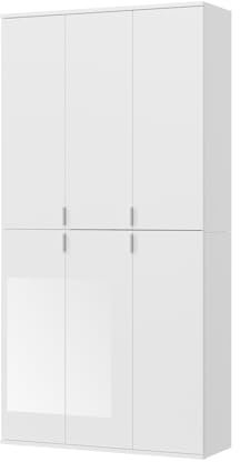 Inn.Furn Garderobenschrank mit Spiegel weiß Mehrzweckschrank mit Spiegeltüren 91 x 193 cm SystemX