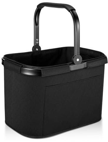 30L Einkaufskorb Faltbar Stabil Groß Tragekorb Picknickkorb Klappkorb Einkaufstasche mit Aluminiumgriff große Einkaufskörbe