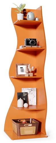 LITTLE TREE Small Corner Shelf, Modern 5-Tier Wall Corner Bookshelf, Stylish Bookcase Storage Rack for Small Space, Living Room, Bedroom