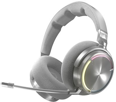 Corsair VIRTUOSO MAX WIRELESS Gaming Headset – Dolby Atmos, Active Noise Cancelling, Sonarworks SoundID, Simultaneous 2.4GHz Wireless & Bluetooth, 50mm Graphene Drivers, PC, Mac, PS5/PS4 – Silver