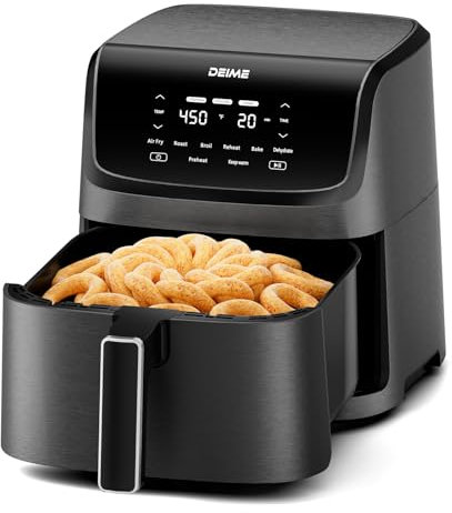 DEIME Air Fryer 7L 1800W Oilless Oven Healthy Cooker Air Fryers Large Capacity with 12 Presets, Visible Cooking Window, LCD Touch Screen, Customerizable Cooking, Non-Stick Basket (Black)