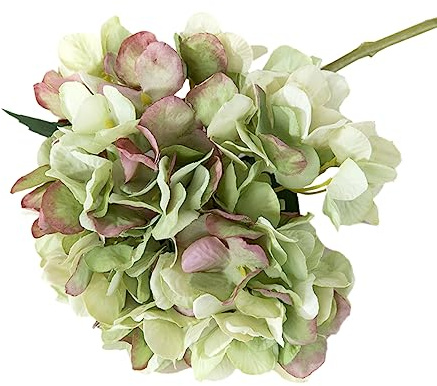 9 Stück Künstliche Hortensien Kunstblumen, Realistische Einzelne Lange Stamm Künstliche Blumen, Hortensien Blumensträuße für Hochzeit, Haus, Büro, Hotel, Partydekoration, Blumenarrangement,Grün
