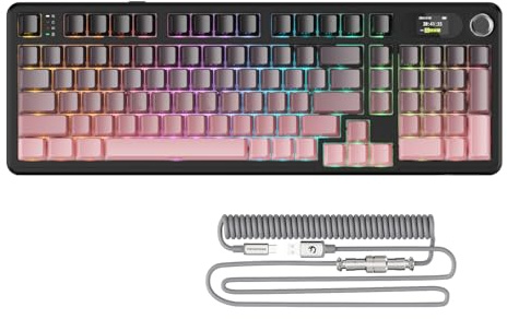 ATTACK SHARK X98PRO Packning Mekaniskt speltangentbord,BT/2.4G trådlöst/USB-C,LED-skärm&CNC-ratt,RGB-sida graverad,98 nycklar Hot-Swap Linjär Switch,4000mAh,Web Cloud Drive,för PC,MAC-Pink Gradient