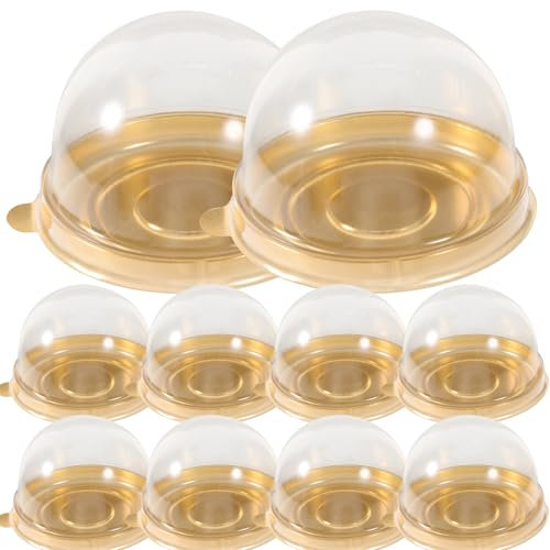 Garneck 50pcs Mini Cake Boxes with Dome Lid - Individual Plastic Cupcake Containers for Mini Cakes - Muffins and Treats for Baking Parties and