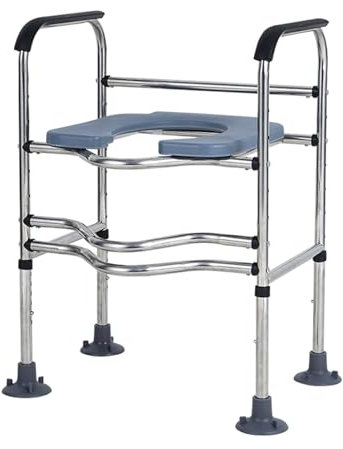 Ausilio Per WC,Alone Raised Toilet Seat 120 Kg,Rialzo Per Sedile WC Regolabile In Altezza Con Braccioli, Robusti Supporto WC Per Anziani, Antiscivolo Telaio Di Sicurezza WC C