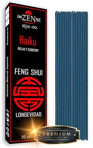 INZENSE - Incienso Natural Premium - Kit 20 Varillas - Linea Feng Shui - Cerezo Blanco - Bajo Humo - Larga Duracion - (Haiku)