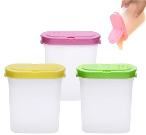 Cosswe 3 Stück Premium Gewürzboxen 250ml Gewürzbehälter Gewürzboxen Aufbewahrung mit Doppeldeckel aus PP BPA-Freiem Plastik luftdichtes Vorratsdosen Set für Küche Gewürze