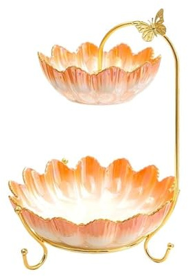 cesto frutta Vassoio for ciotole da portata a più livelli in ceramica con griglia in metallo, portafrutta in ceramica, supporto for frutta da bancone, supporto for cesto di frutta, ciotola for verdure